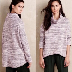 Anthropologie Saturday Sunday Lavender Heathered Cowl Neck Fleece Sweater